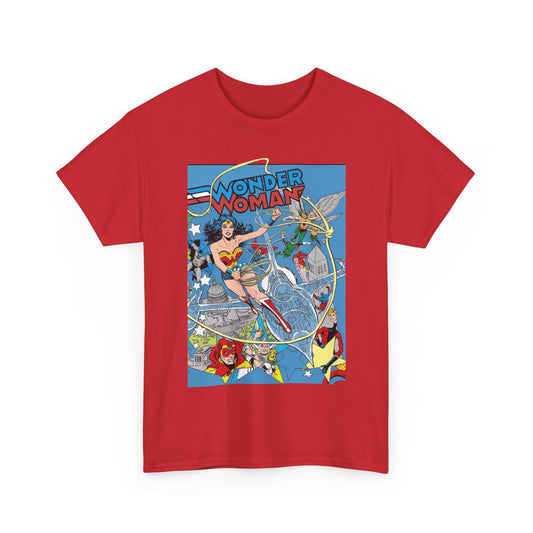 Wonder Woman T-Shirt - Ed Hannigan Art - #300 Cover Art - Hawkman, Green Lantern, Elongated Man, Sandman - DC Comics