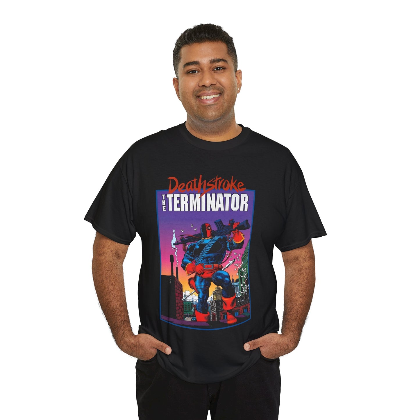 Deathstroke The Terminator T-Shirt - Mike Zeck Art - New Teen Titans Foe & Mercenary - Slade Wilson, Father of Jericho and Ravager - DC Comics - #1 Cover