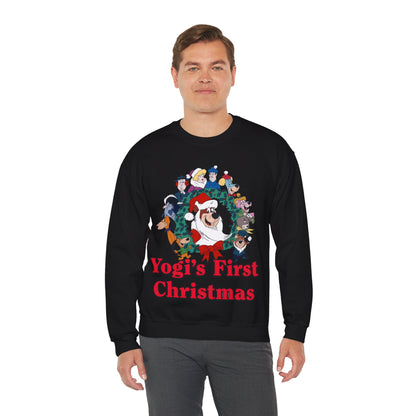 Yogi's First Christmas Crewneck Sweatshirt - Hanna-Barbera TV Holiday Special - Snagglepuss, Huckleberry Hound, Ranger Smith