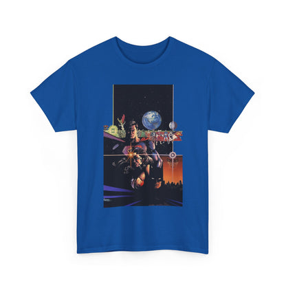 Crisis on Infinite Earths T-Shirt - George Perez Art - Superman, Batman, Wonder Woman, Captain Marvel, Blue Beetle, Kid Flash - Retro 1980s - DC Comics