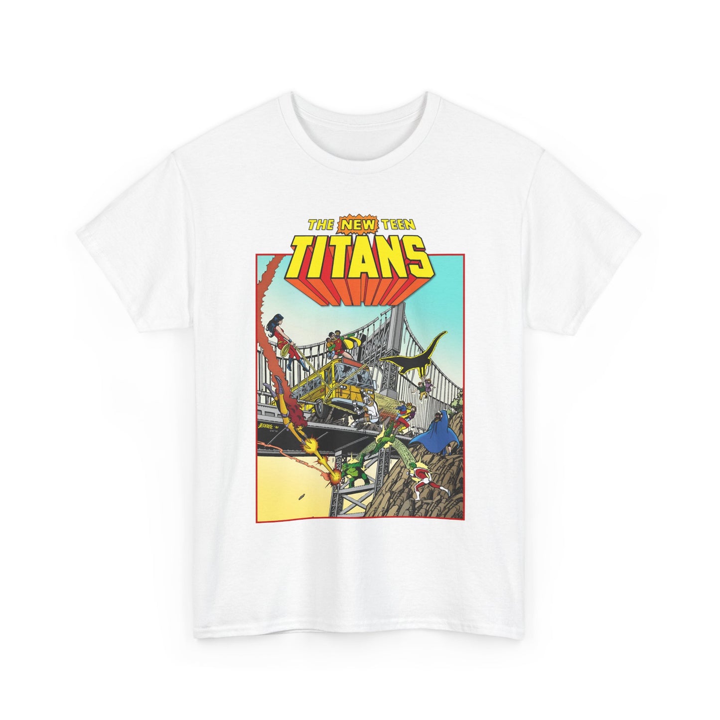 New Teen Titans T-Shirt - George Perez Promo Art - Wonder Girl, Cyborg, Raven, Starfire, Robin, Kid Flash, Changeling - DC Comics