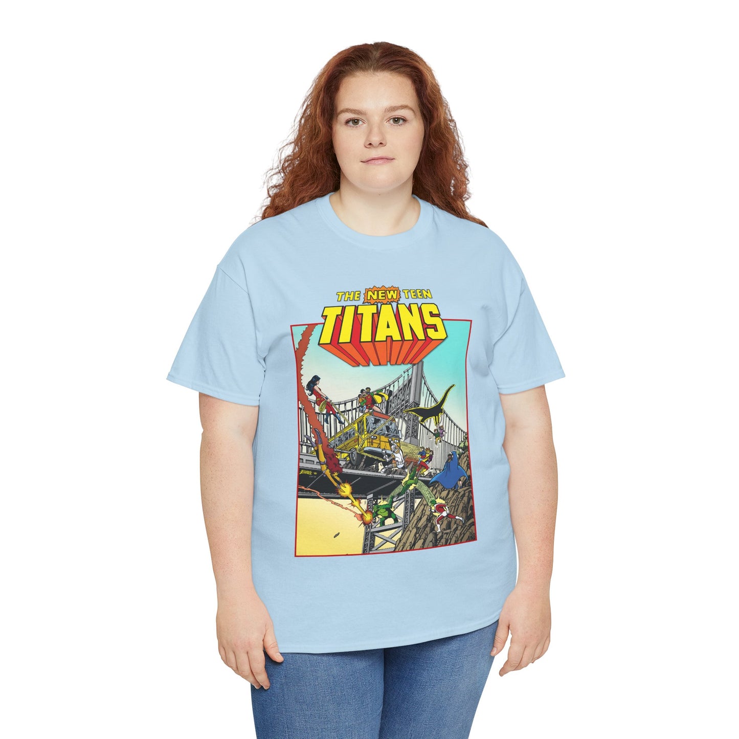 New Teen Titans T-Shirt - George Perez Promo Art - Wonder Girl, Cyborg, Raven, Starfire, Robin, Kid Flash, Changeling - DC Comics