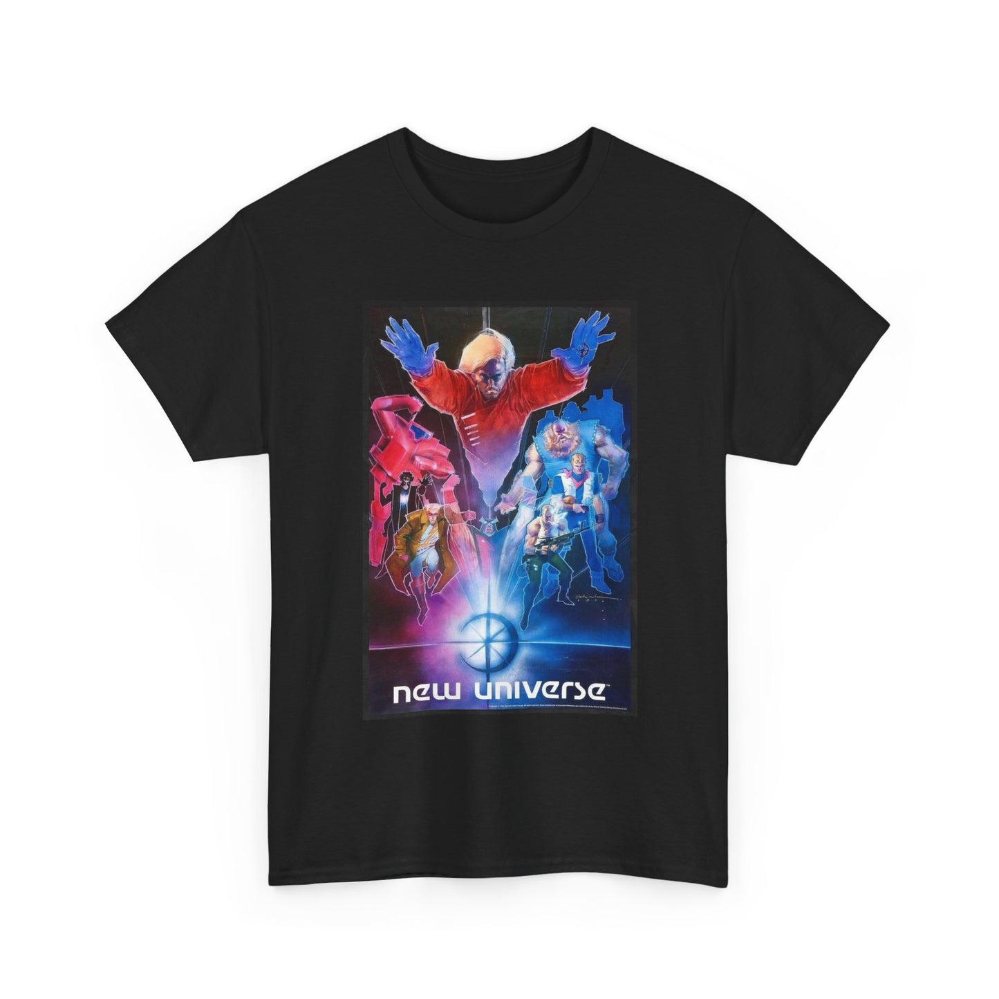 New Universe T-Shirt - Bill Sienkiewicz Art - Star Brand, Night Mask, Justice, DP7, Psi-Force, Kickers Inc - Marvel Comics