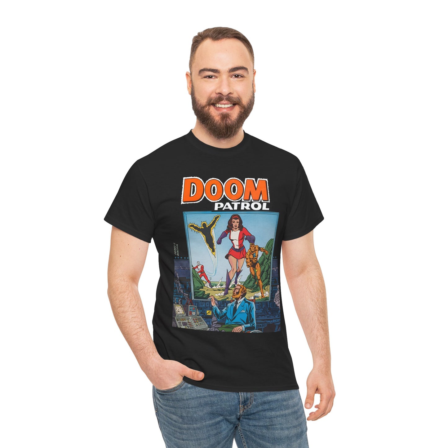 Doom Patrol T-Shirt - George Perez Art - Elasti-Girl, Robotman, Negative Man, The Chief - DC Comics Digest Cover Art
