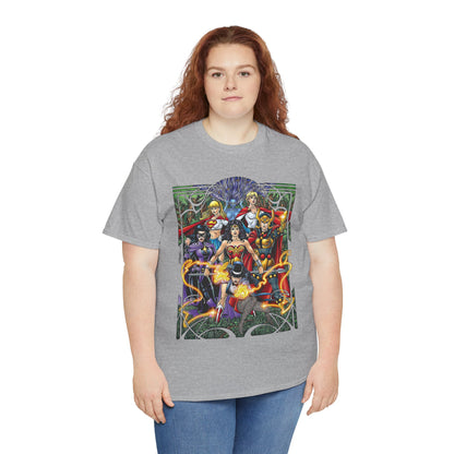 Justice League of Amazons T-Shirt - George Perez Art - Wonder Woman, Zatanna, Supergirl, Power Girl, Huntress, Big Barda - JLA - DC Comics