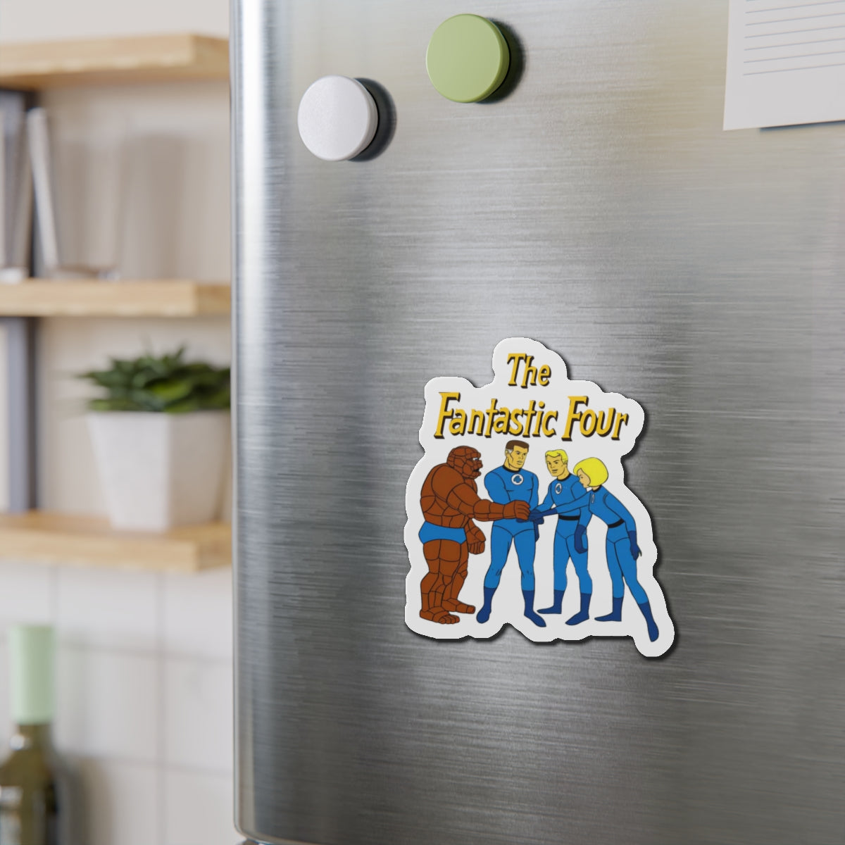 Fantastic Four Die-Cut Magnet - Hanna-Barbera Cartoon - Reed Richards, Invisible Girl, Human Torch, The Thing - Marvel Comics - 3", 4", 5", 6"