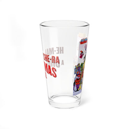 He-Man & She-Ra Christmas Special Pint Glass, 16oz - Masters of the Universe, Princess of Power Filmation Festive Holiday Barware