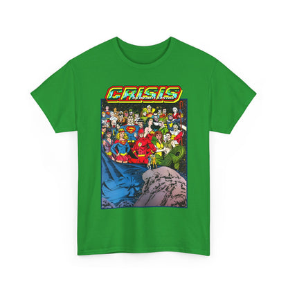 Crisis on Infinite Earths T-Shirt - George Perez Art - Supergirl, Flash, Huntress, Starman, Earth 3 Luthor, Lori Lemaris, Aquagirl, Earth 2 Robin - DC Comics