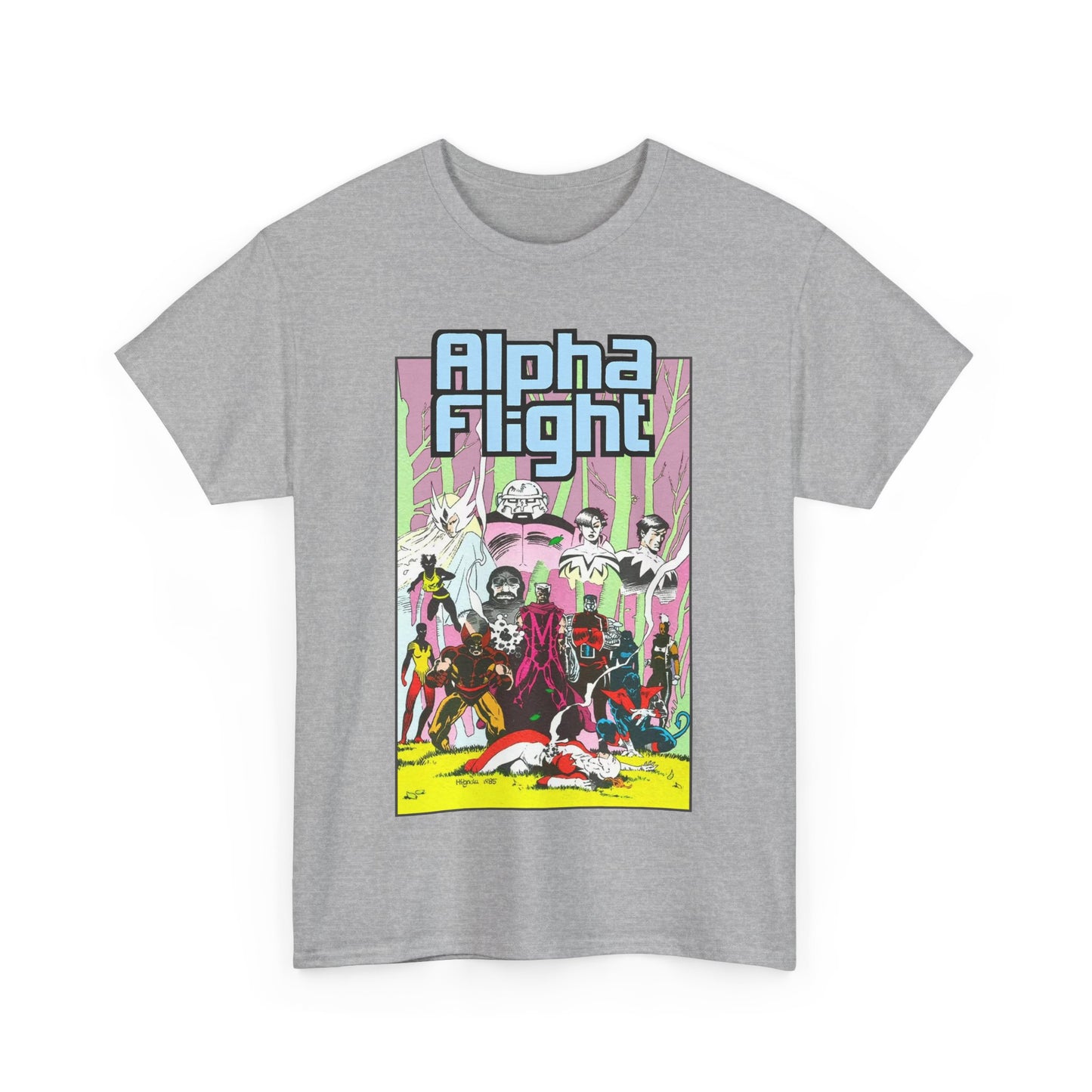 Alpha Flight T-Shirt - Mike Mignola Art - Northstar, Aurora, Snowbird, Shaman, Puck - X-Men: Magneto, Colossus, Shadowcat, Storm - Marvel Comics
