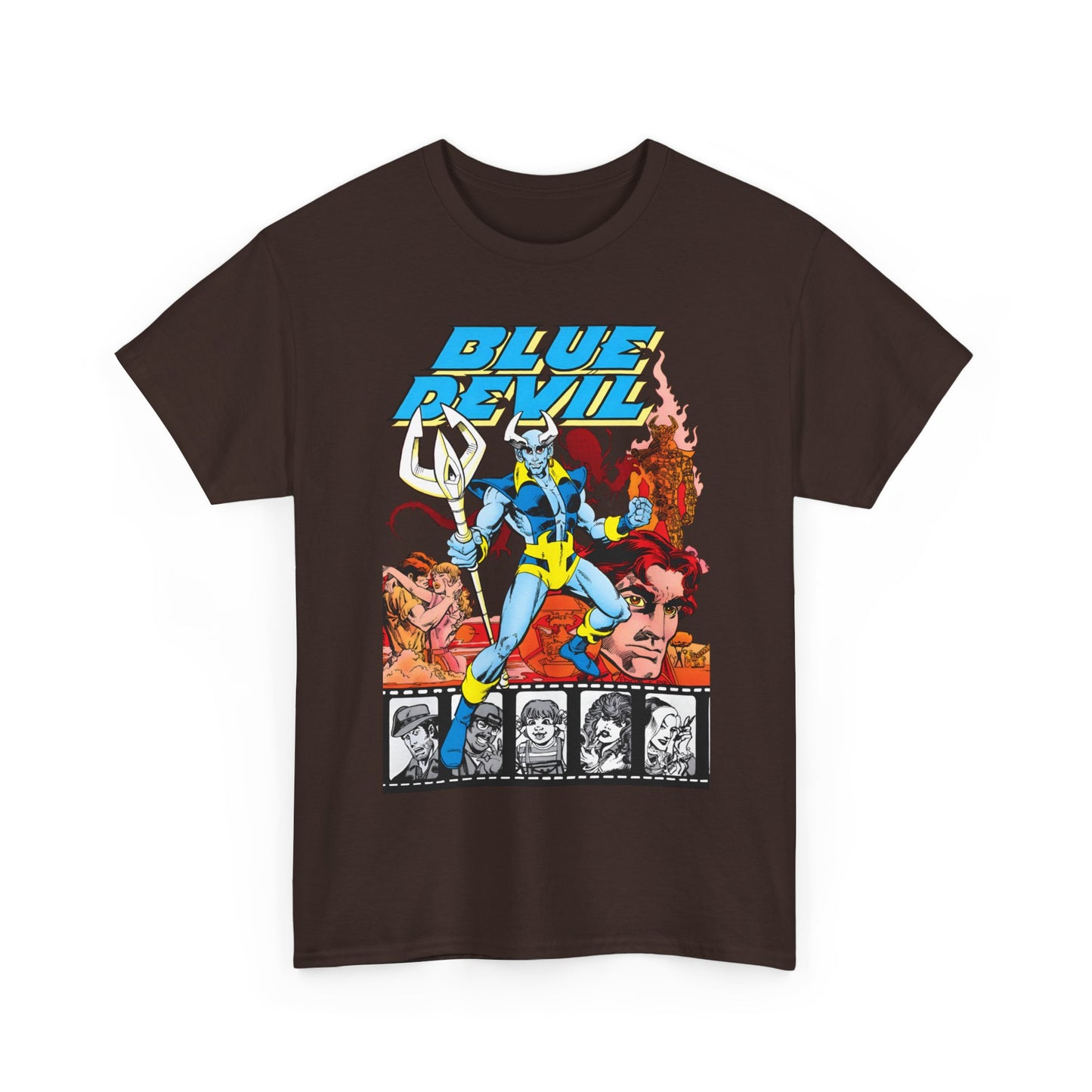 Blue Devil T-Shirt -  Dan Mishkin, Gary Cohn, & Paris Cullins - Dan Cassidy, Hollywood Stuntman - 1980s DC Comics Series