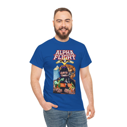 Alpha Flight T-Shirt - John Byrne Art - Guardian, Aurora, Northstar, Shaman, Snowbird, Puck - Marvel Comics