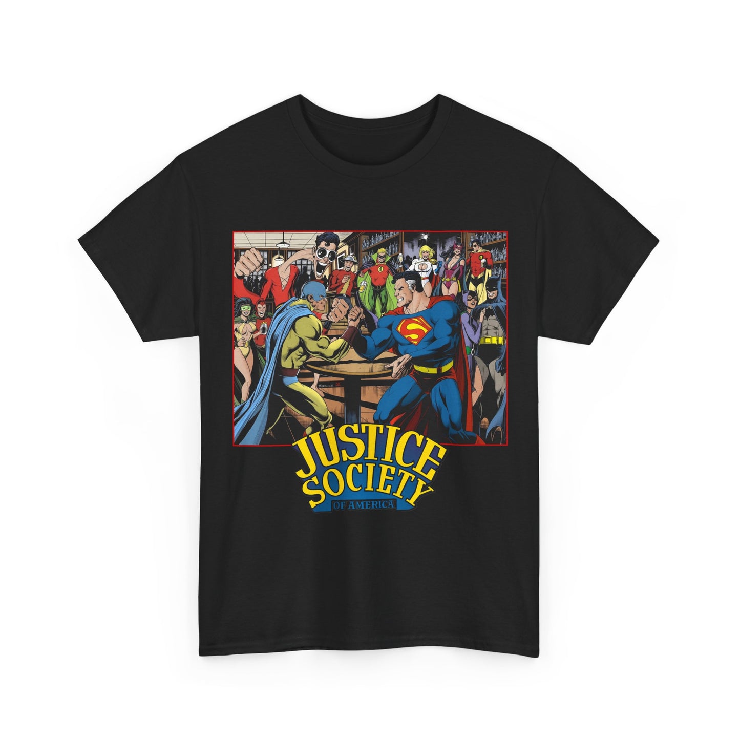 Justice Society of America T-Shirt - Superman, Wonder Woman, Atom, Starman, Huntress, Power Girl, Green Lantern, Batman, Plastic Man, Flash - JSA - DC Comics
