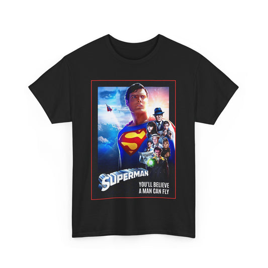 Superman The Movie T-Shirt - Christopher Reeve, Gene Hackman, Margot Kidder - Beloved 1970s Warner Brothers Movie - Krypton, Smallville, Metropolis - DC Comics