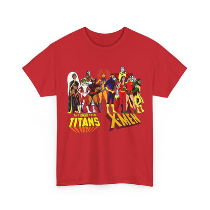 Uncanny X-Men & New Teen Titans T-Shirt - Wolverine, Cyclops, Storm, Wonder Girl, Robin, Cyborg, Raven - Phil Jimenez Art - DC Comics/Marvel Comics Crossover