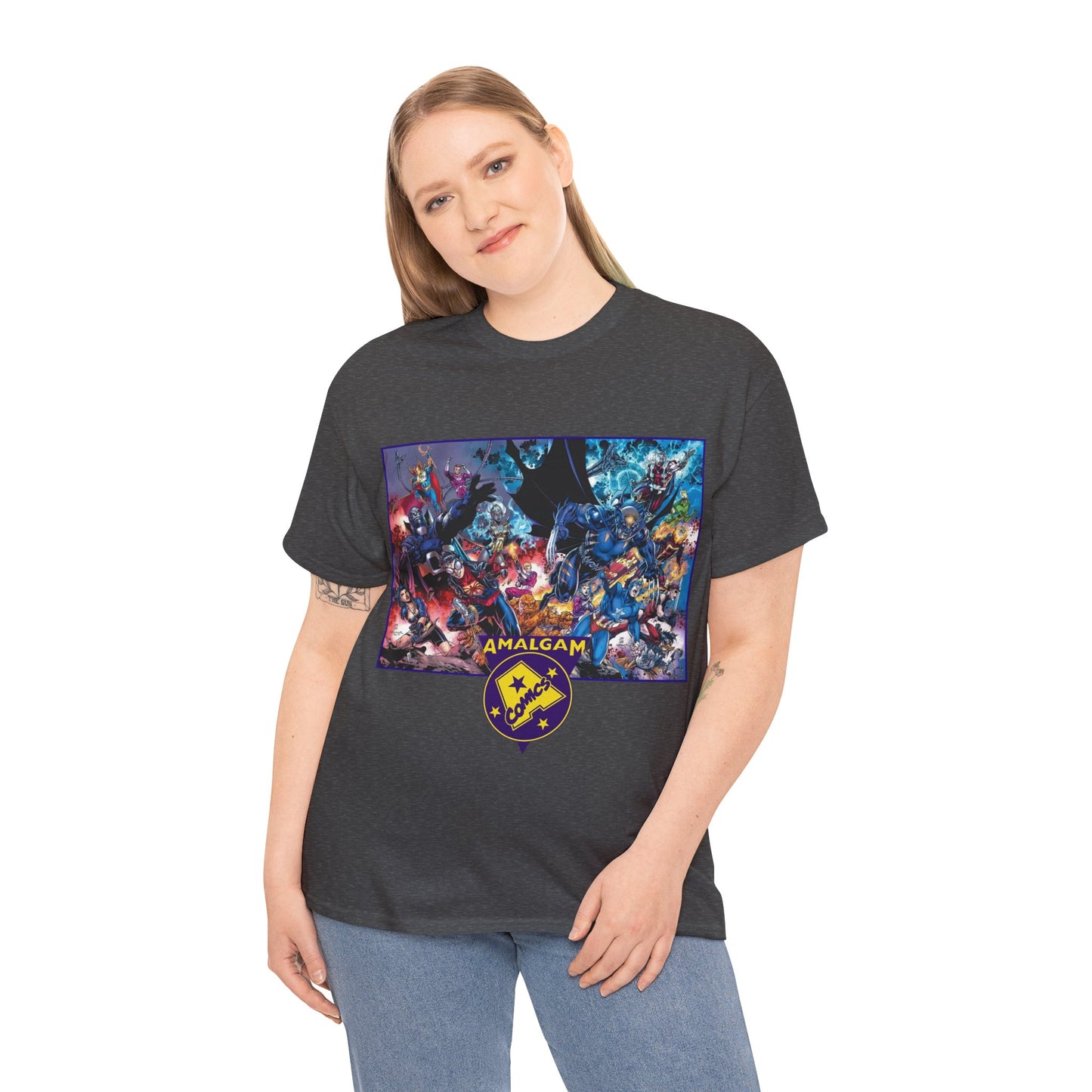 Amalgam T-Shirt - DC Vs Marvel Comics - 1990s - Jim Lee Art - Dark Claw, Amazon, Super Soldier, Spiderboy, Speed Demon