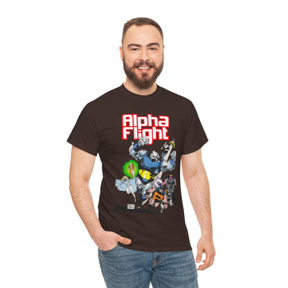Alpha Flight T-Shirt - Mike Mignola Art - Shaman, Snowbird, Northstar, Aurora, Box, Vindicator, Puck - Canada's Super-Team - Marvel Comics