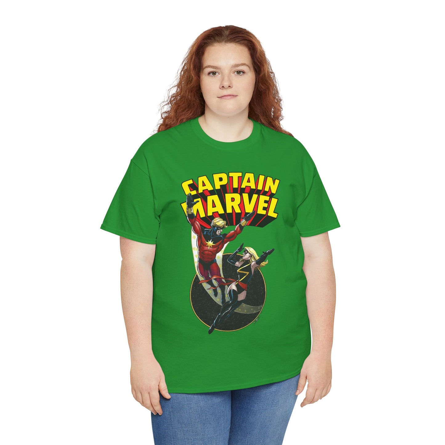 Captain Marvel T-Shirt - George Perez Art - Mar-Vell & Carol Danvers - Kree Empire - Marvel Comics