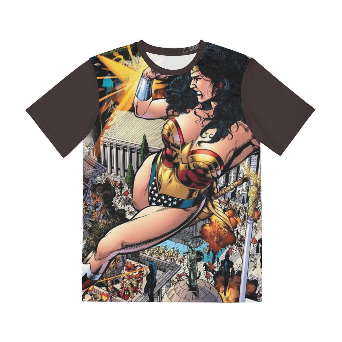 Wonder Woman All-Over Print Tee (Polyester) - Infinite Crisis - Phil Jimenez Art - DC Comics (IMPROVED PLACEMENT AND PRINTING TECHNIQUES)