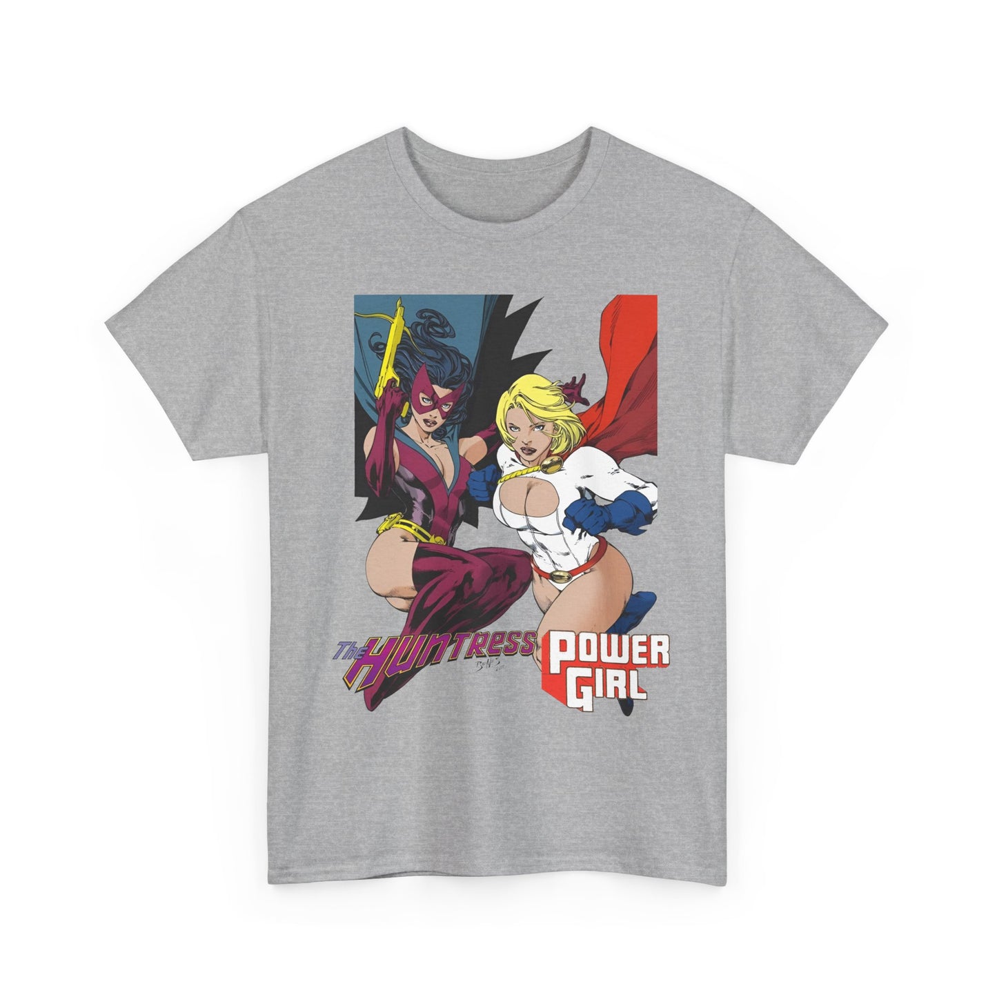 Huntress & Power Girl T-Shirt - Ed Benes Art - Justice Society, JSA, Earth 2 - DC Comics Bronze Age, Pre-Crisis Heroes