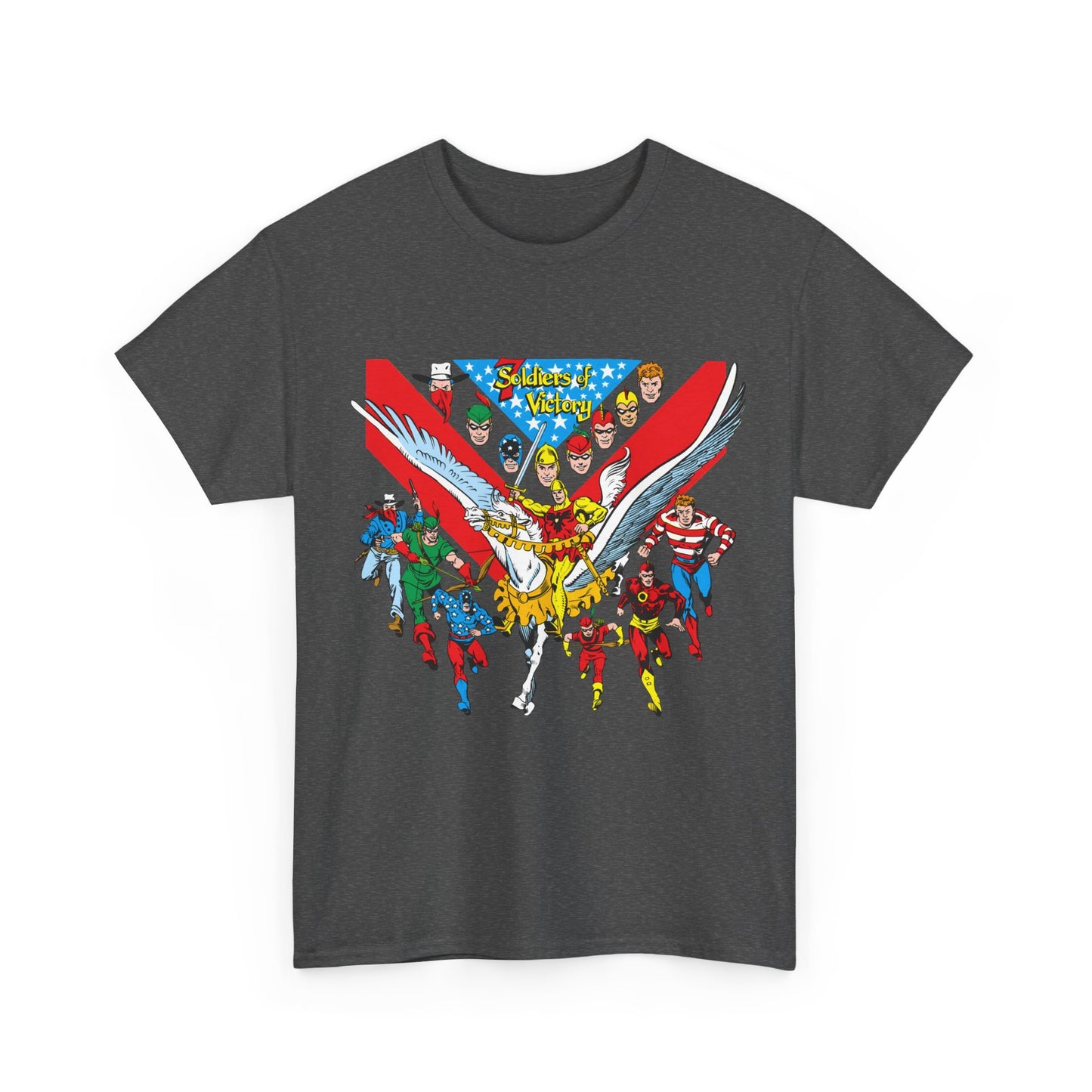7 Soldiers of Victory T-Shirt - Speedy, Vigilante, Green Arrow, Stripesy, Crimson Avenger, Star-Spangled Kid - Golden Age Heroes of the DC Universe