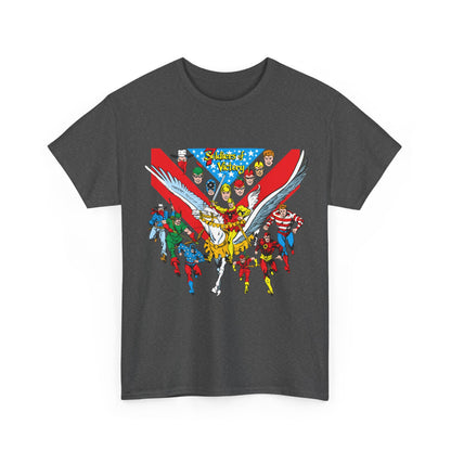 7 Soldiers of Victory T-Shirt - Speedy, Vigilante, Green Arrow, Stripesy, Crimson Avenger, Star-Spangled Kid - Golden Age Heroes of the DC Universe