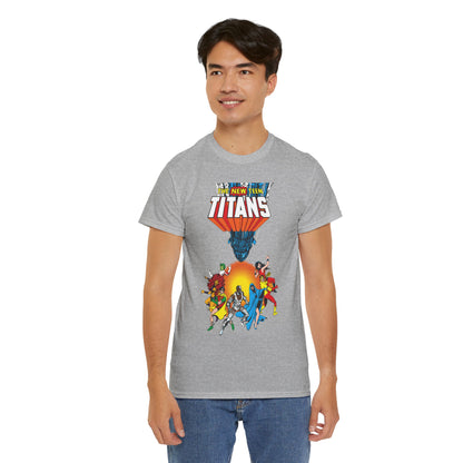 New Teen Titans T-Shirt - George Perez Art - Robin, Wonder Girl, Cyborg, Raven, Starfire, Kid Flash - #10 Cover Art - DC Comics