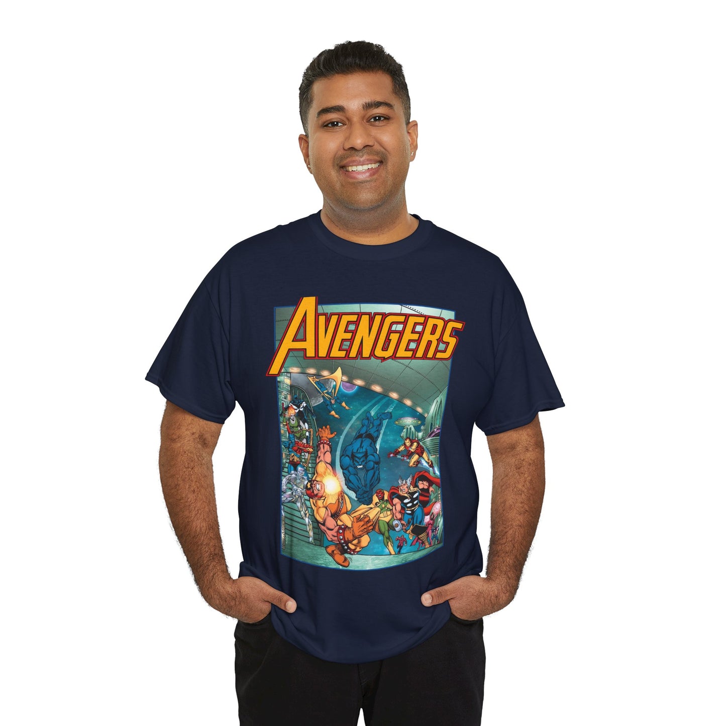 Avengers Vs Guardians of the Galaxy T-Shirt - George Perez Art - Tomorrow's Avengers - Thor, Captain America, Iron Man, Scarlet Witch, Vision, Wonder Man - Marvel Comics