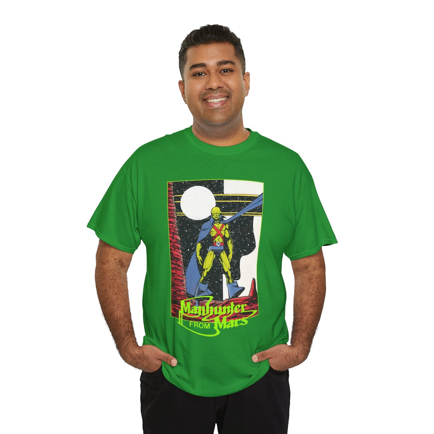 Martian Manhunter T-Shirt - George Perez Art - 1980s Justice League of America (JLA) Postcard Art - DC Comics