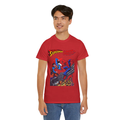 Superman & Amazing Spider-Man T-Shirt - DC/Marvel Comics Crossover - 1970s - Clark Kent & Peter Parker