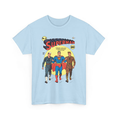Superman T-Shirt - #12 Cover Art - Golden Age Classic - WWII Support - Iconic Image - DC Comics