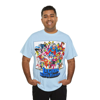 Legion of Super-Heroes T-Shirt - Greg Laroque Art - Who's Who in DC Comics - Superboy, Cosmic Boy, Dream Girl, Dawnstar, Supergirl, Sun Boy, Wildfire, Element Lad, Invisible Kid, Saturn Girl, Lightning Lad - DC Comics