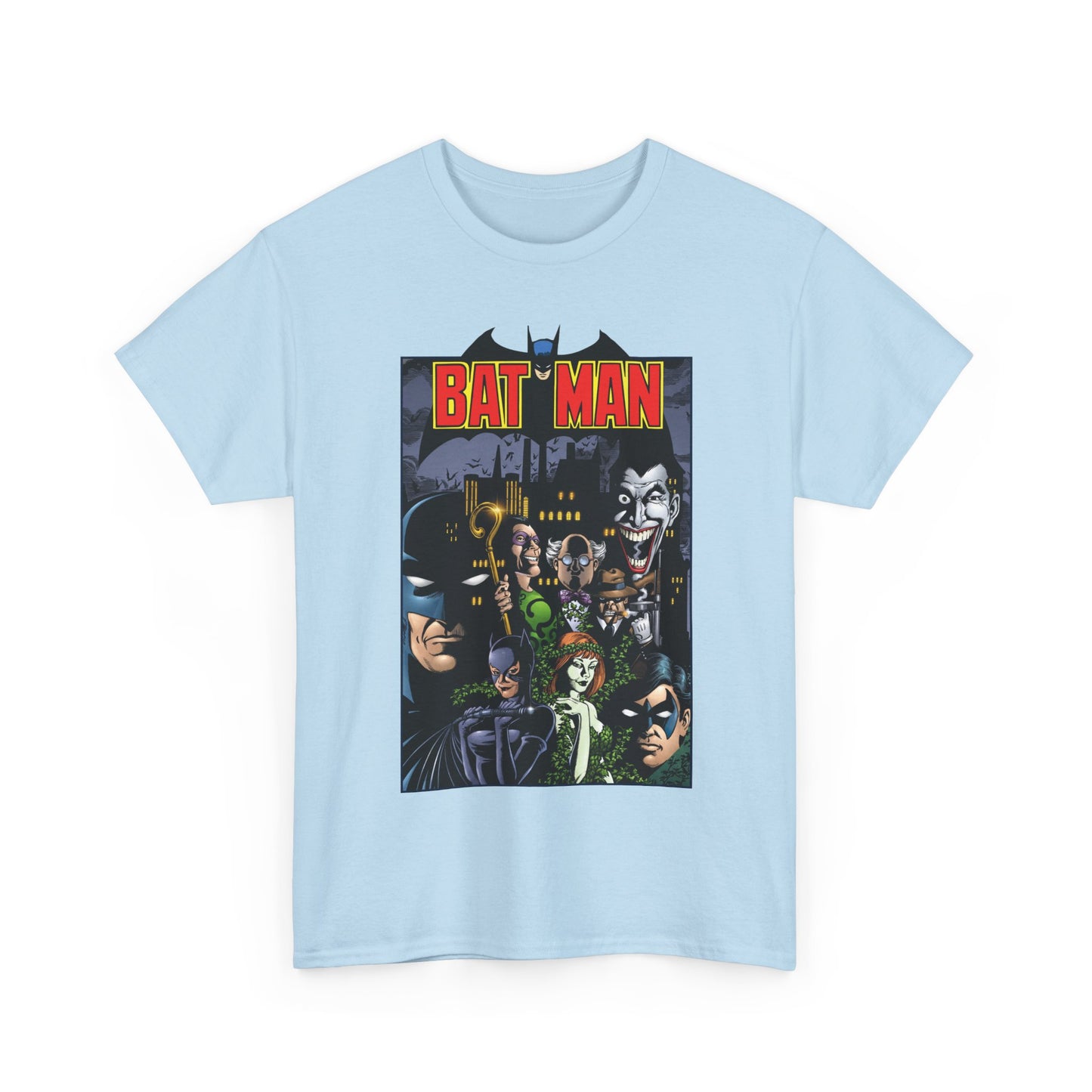 Batman T-Shirt - George Perez Art - Arkham Asylum - Joker, Catwoman, Poison Ivy, Riddler, Nightwing - DC Comics