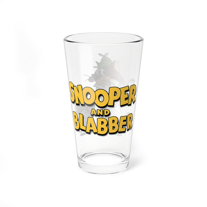 Snooper & Blabber Pint Glass, 16oz - Hanna-Barbera Cartoon 1960s TV - Cat & Mouse Detectives - Super Snooper Detective Agency - Animated Classic