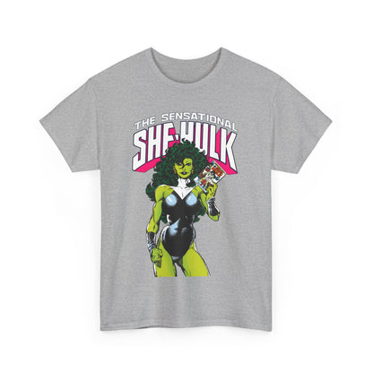 Sensational She-Hulk T-Shirt - Classic John Byrne Art - Jennifer Walters, Hulk's Cousin - Marvel Comics - Popular 1980s Series - "Rip Up Your X-Men!"