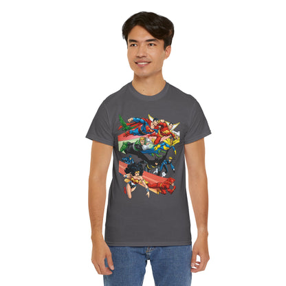 DC Legends T-Shirt - John Byrne Art - Superman, Dr Fate, Blue Beetle, Wonder Woman, Black Canary, Guy Gardner - DC Comics