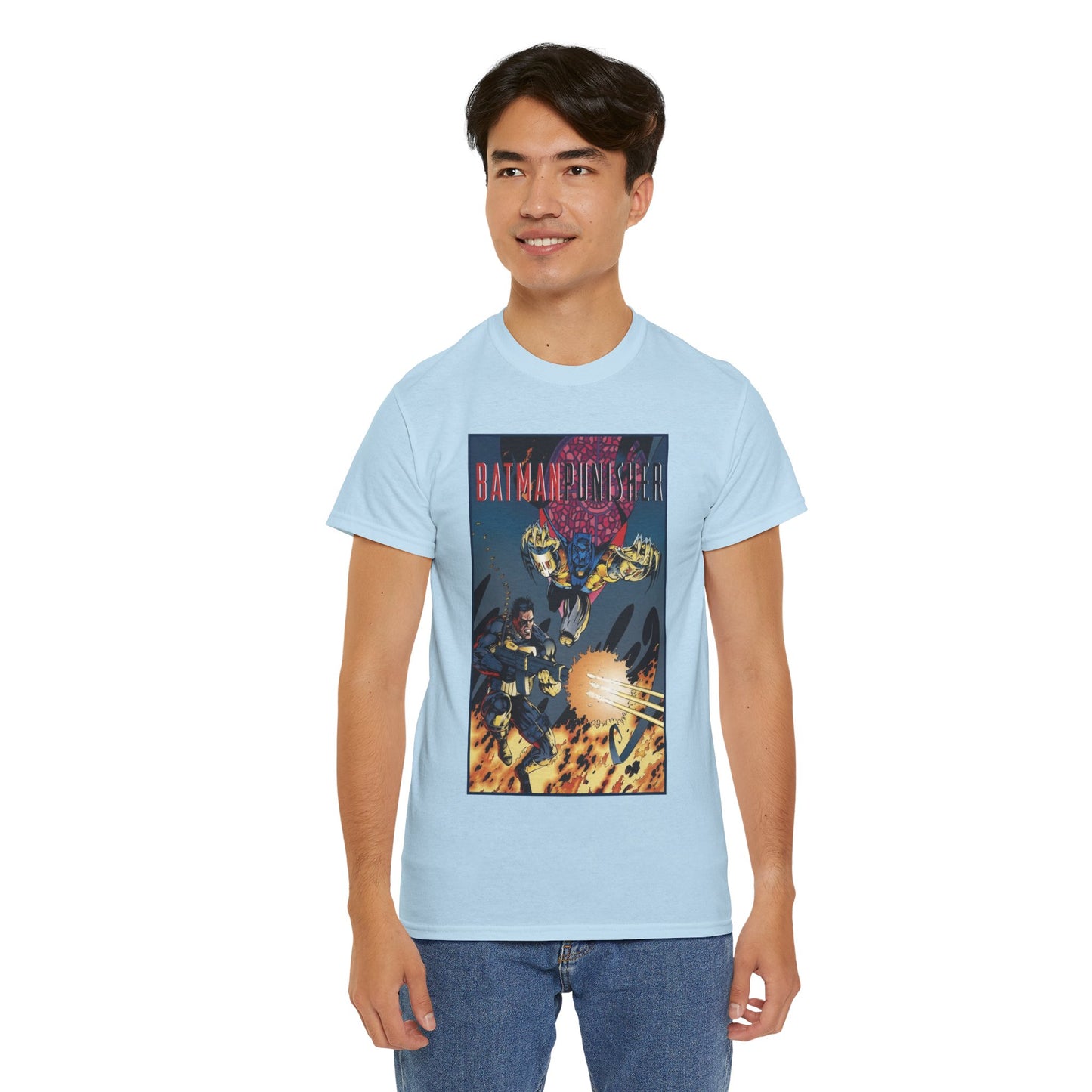 Batman/Punisher T-Shirt - Barry Kitson Art - Lake of Fire, AzBats - DC Comics/Marvel Comics