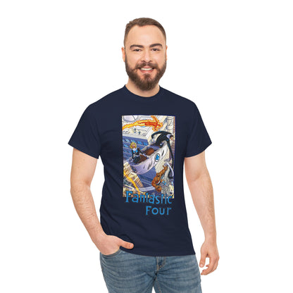 Fantastic Four T-Shirt - John Byrne Art - Invisible Woman, Thing, Human Torch, Reed Richards - Fantasticar, Baxter Building - Marvel Comics