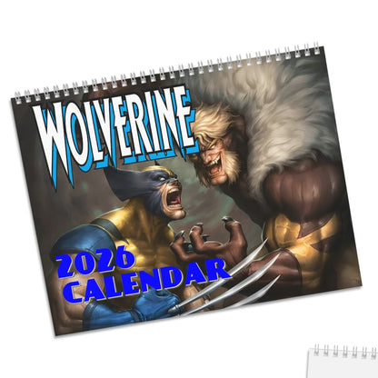 Wolverine 2023 calendar with a superhero design on a white background