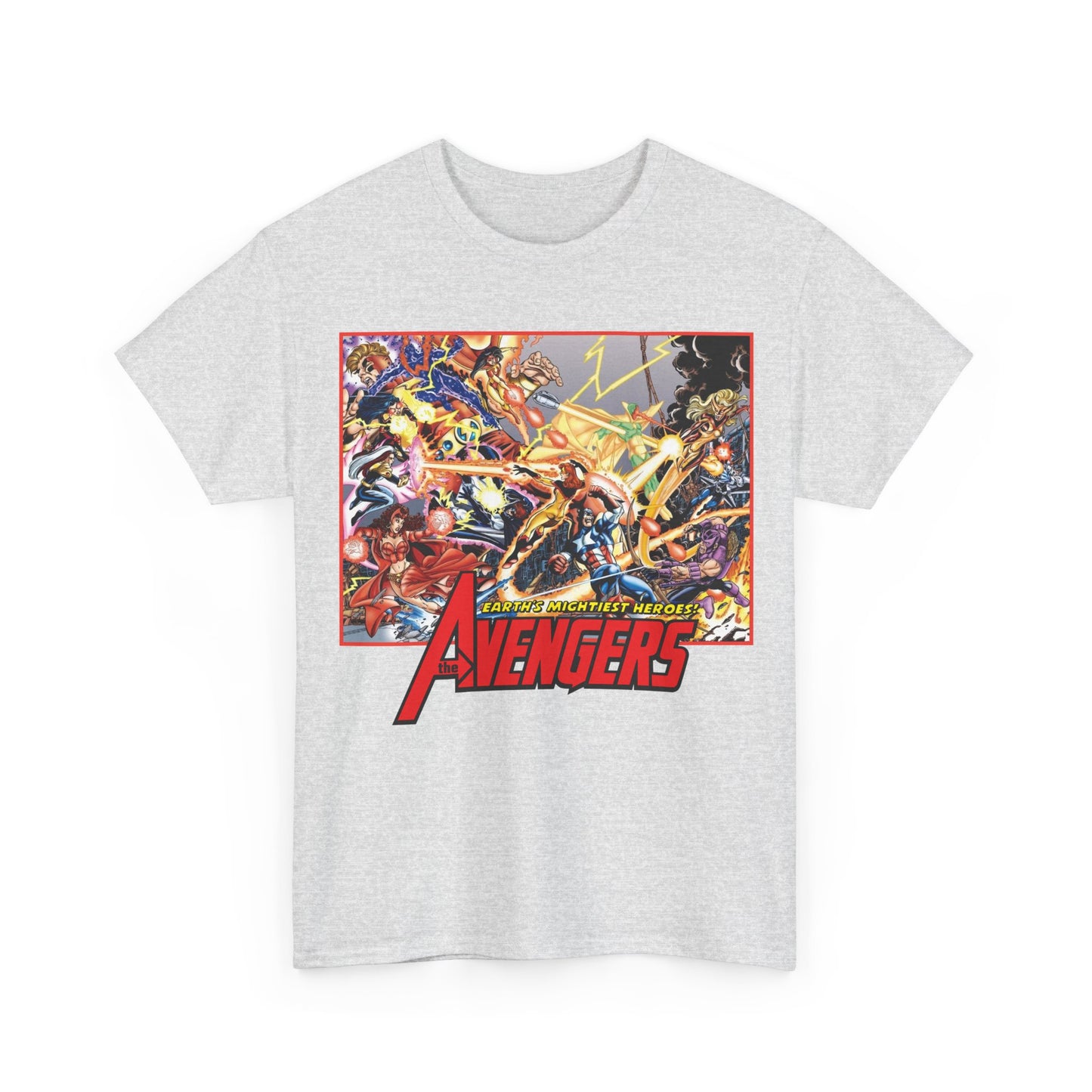 Avengers Vs Thunderbolts T-Shirt - George Perez Art - Captain America, Iron Man, Wonder Man, Scarlet Witch, Hawkeye, Citizen V, MACH-1, Techno, Atlas, Songbird - Marvel Comics