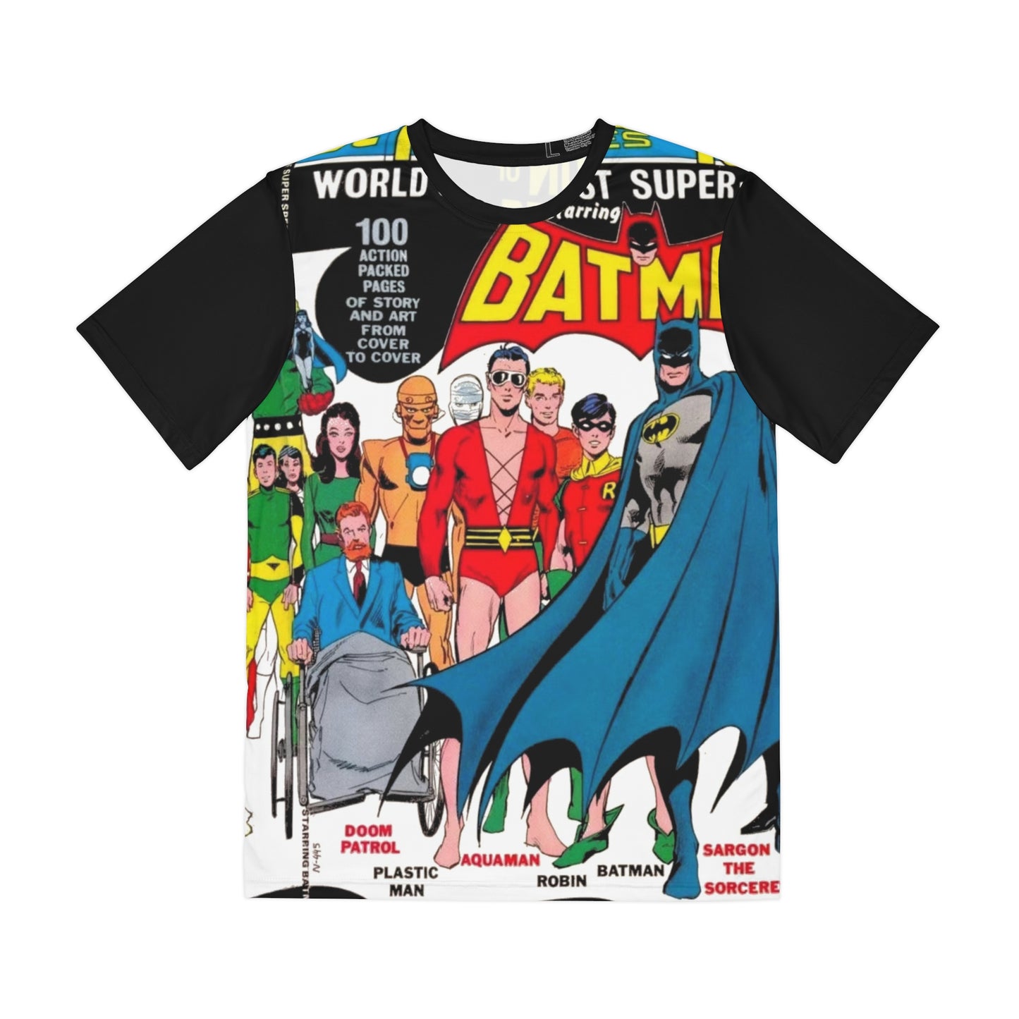 Batman 100-Page Giant All Over Print Tee (Polyester) - Plastic Man, Sargon the Sorcerer, LOSH - DC Comics (IMPROVED PLACEMENT AND PRINTING TECHNIQUES)