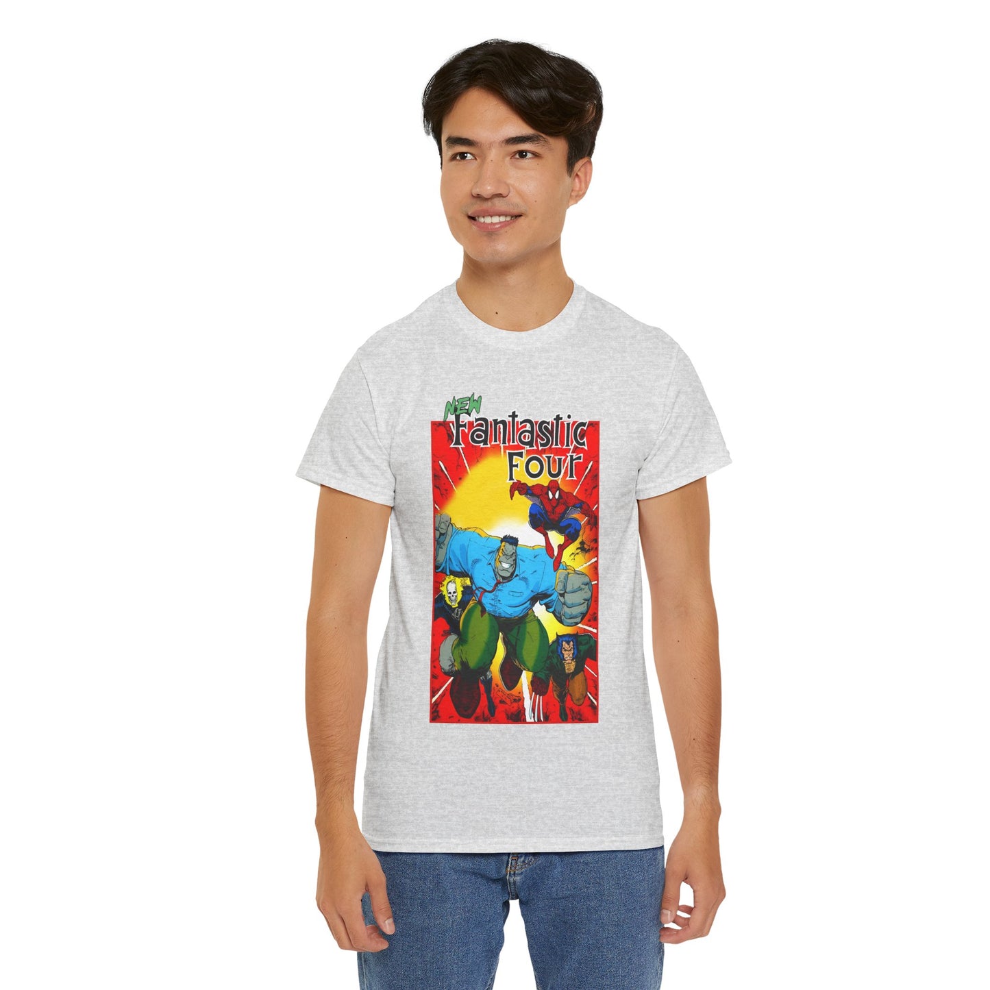 New Fantastic Four T-Shirt - Arthur Adams Art - Wolverine, Ghost Rider, Spider-Man, Hulk - Marvel Comics