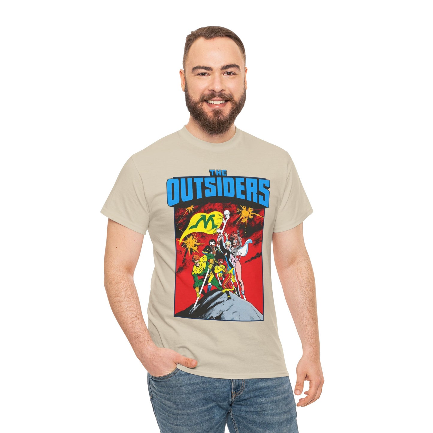 Outsiders T-Shirt - Alan Davis Art - Geo-Force, Halo, Black Lightning, Metamorpho, Katana - DC Comics