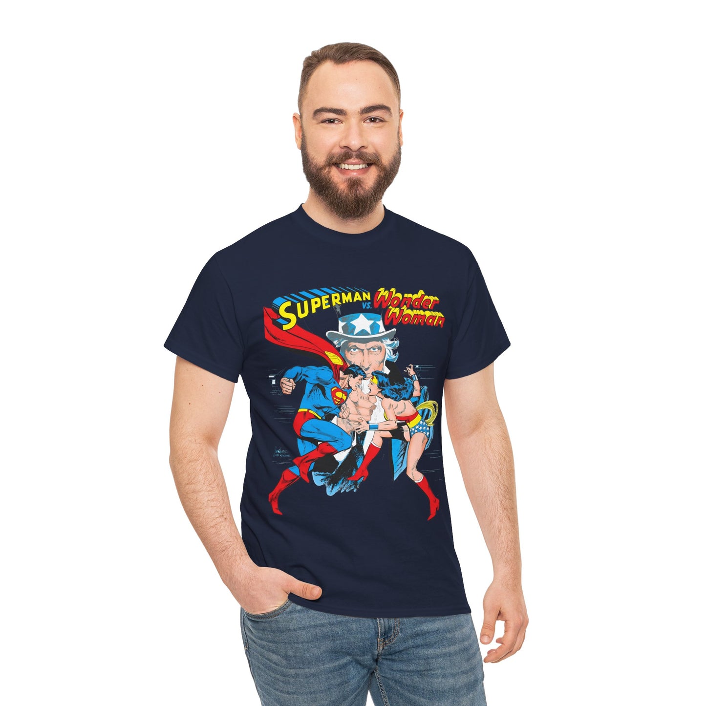 Superman Vs Wonder Woman T-Shirt - José Luis García-López Art - Popular 1970s Tabloid Story - DC Comics