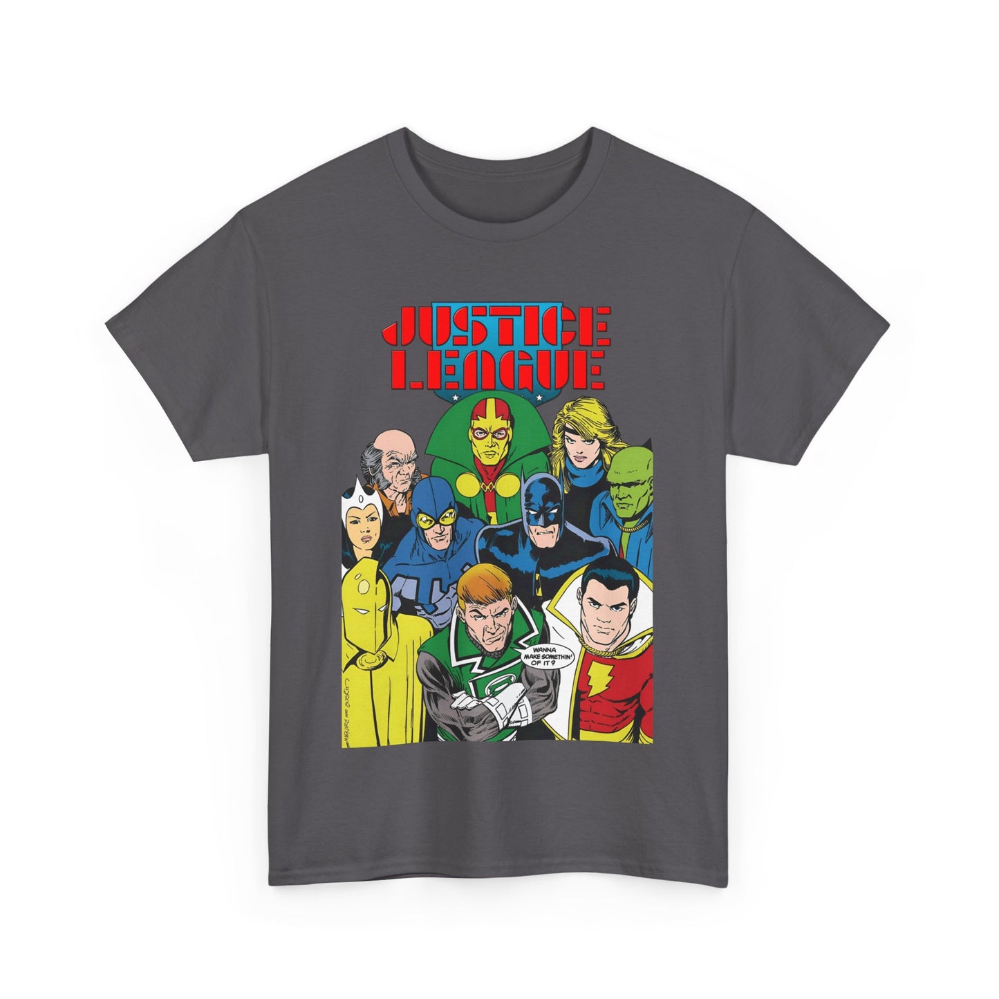 Justice League International T-Shirt - Kevin Maguire Art - JLI - DC Comics - Blue Beetle, Dr Fate, Batman, Mr Miracle, Martian Manhunter - Guy Gardner