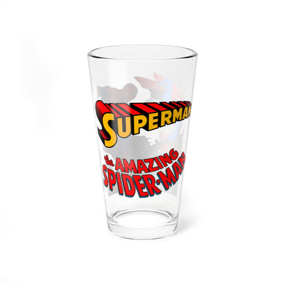 Superman & Amazing Spider-Man Pint Glass, 16oz - DC Comics & Marvel Comics Crossover - Classic 1970s Story