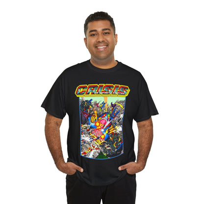 Crisis on Infinite Earths T-Shirt - George Perez Art - Superman, Firestorm, Captain Atom, Wonder Woman, Martian Manhunter Vs The Anti-Monitor - #12 Cover - DC Comics