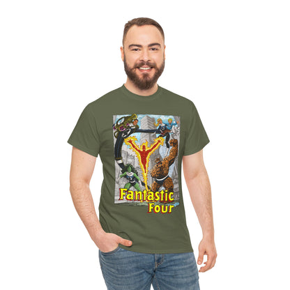 Fantastic Four T-Shirt - John Byrne Art - She-Hulk, Invisible Woman, Thing, Reed Richards, Human Torch - Baxter Building - Marvel Comics