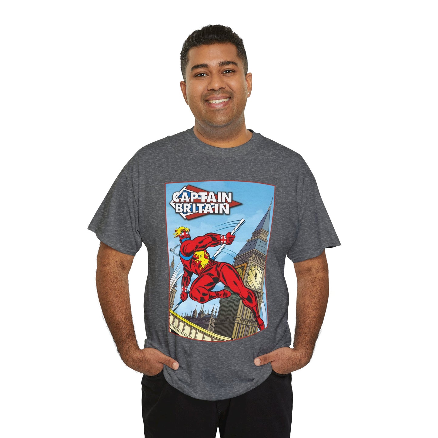 Captain Britain T-Shirt - Ron Wilson Art - Brian Braddock - Marvel UK Series - Chris Claremont Stories - Marvel Comics