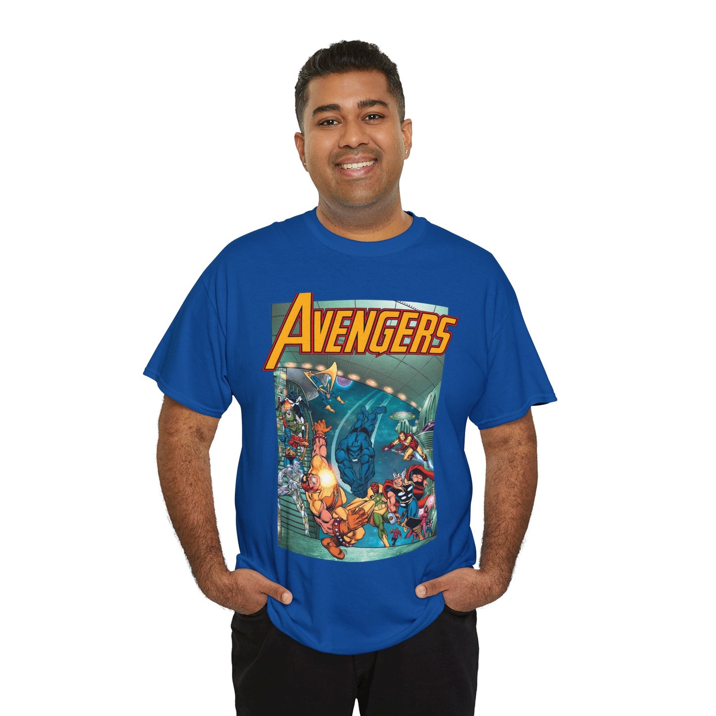 Avengers Vs Guardians of the Galaxy T-Shirt - George Perez Art - Tomorrow's Avengers - Thor, Captain America, Iron Man, Scarlet Witch, Vision, Wonder Man - Marvel Comics