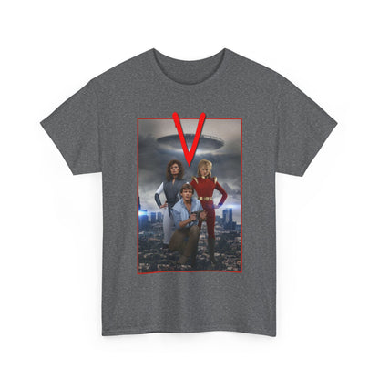 V T-Shirt - Visitors 1983 NBC Sci-Fi Aliens Series - Mike Donovan, Diana, Lydia